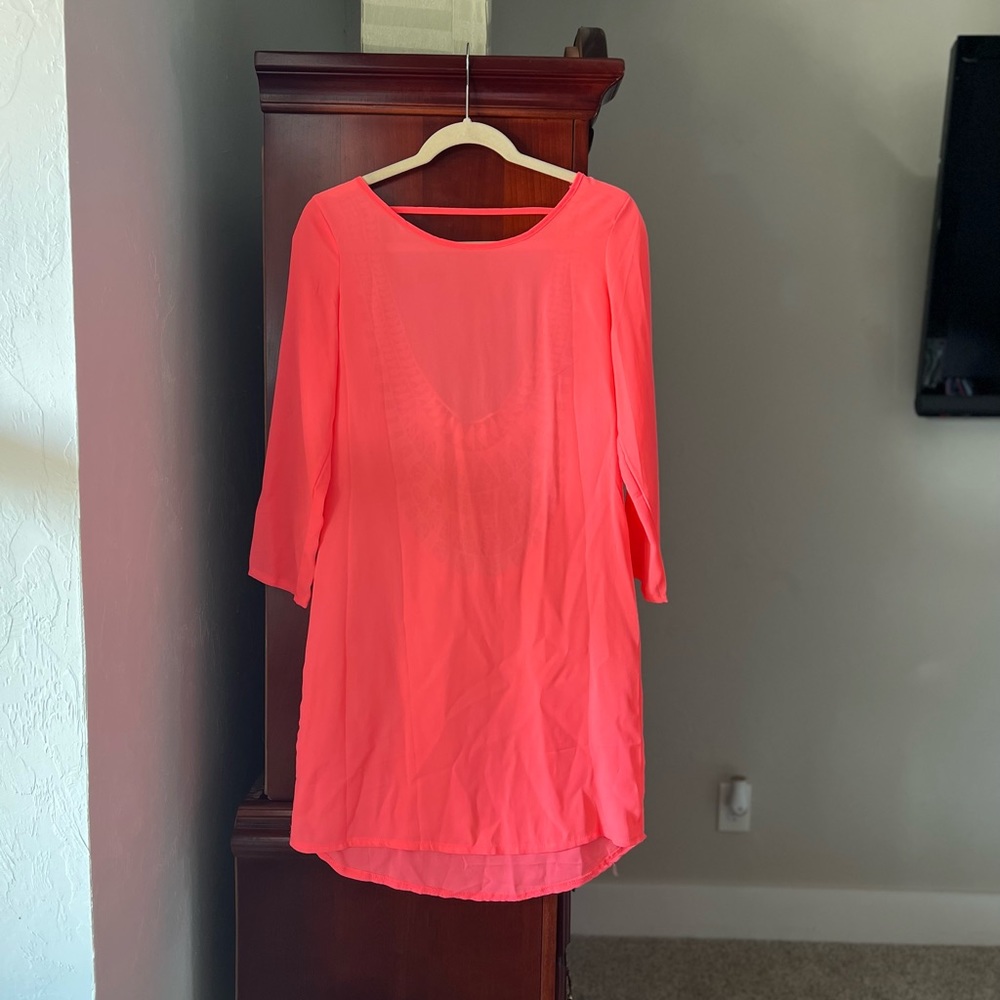Coral bathing suit coverup